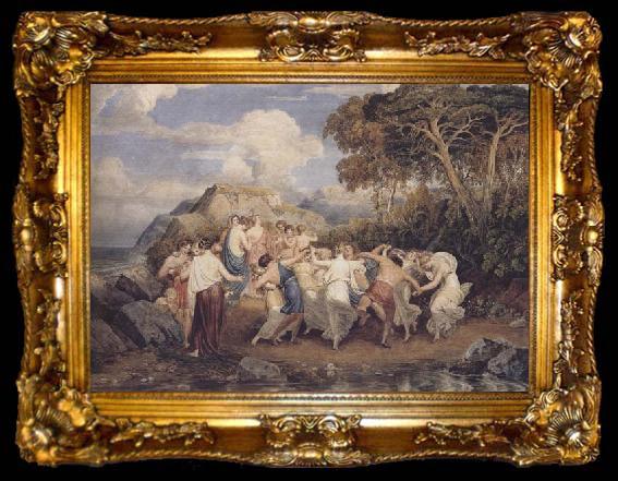 framed  Joshua Cristall Nymphs and shepherds dancing (mk47), ta009-2